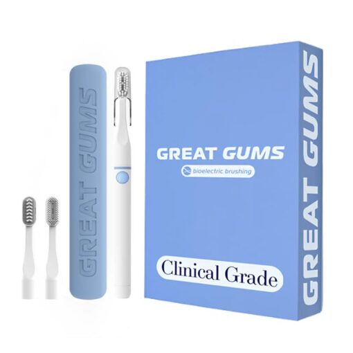 Great Gums Clinical Grade Bioelectric Toothbrush | Toothbrush with 3 Brush Heads (Classic, Gum Care, Implant & Ortho), Clear Cap, Travel Case, USB-C Cable | Sensitive Gums & Teeth | Adults