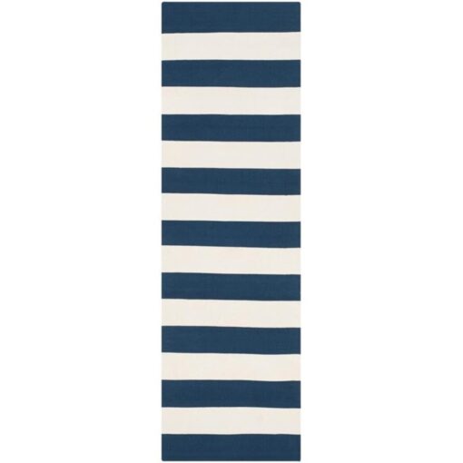 SAFAVIEH Montauk Collection X-Large Area Rug - 12' x 15', Navy & Ivory, Handmade Flat Weave Boho Farmhouse Cotton Stripe, Ideal for High Traffic Areas in Living Room, Bedroom (MTK712H) - Image 9