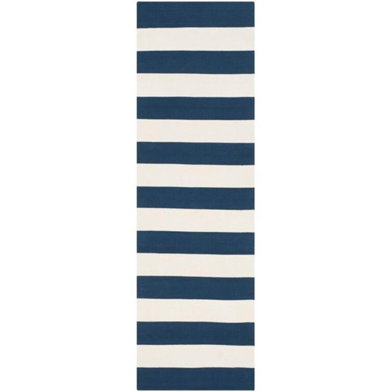 SAFAVIEH Montauk Collection X-Large Area Rug - 12' x 15', Navy & Ivory, Handmade Flat Weave Boho Farmhouse Cotton Stripe, Ideal for High Traffic Areas in Living Room, Bedroom (MTK712H) - Image 9