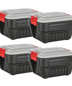Rubbermaid® ActionPacker®️ 8 Gal Lockable Storage Box Pack of 4, Outdoor, Industrial, Rugged, Grey and Black