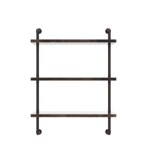 Industrial Pipe Shelf Wall Mounted, Rustic Wood Floating Shelves, 3 Tier Wall Display Bookshelf, Storage Rack Sundries Holder for Kitchen Office Bathroom Organization and Home Decor (24inch x 2) - Image 6