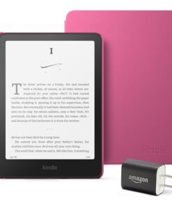 Kindle Paperwhite Essentials Bundle including All-new Kindle Paperwhite (16GB) - Raspberry, Plant-Based Leather Cover - Raspberry, and Power Adapter