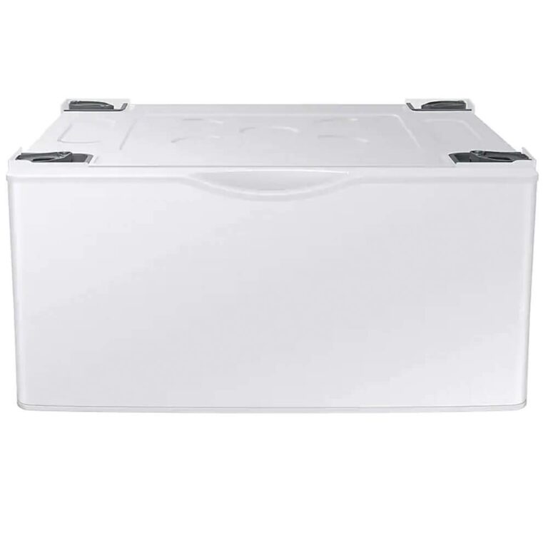 SAMSUNG 27-Inch Washer Dryer Pedestal Stand w/ Pull Out Laundry Storage Drawer, Stainless Steel, WE402NW/A3, White - Image 4