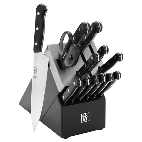 HENCKELS Solution Razor-Sharp 14-Piece Self Sharpening Knife Block Set, Chef Knife, Bread Knife, Steak Knife, German Engineered Knife Informed by 100+ Years of Mastery, Black