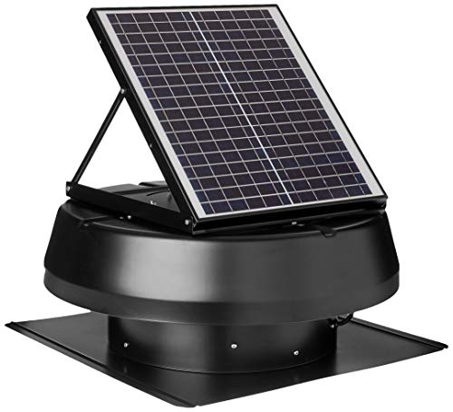 iLIVING HYBRID Ready Smart Thermostat Solar Roof Attic Exhaust Fan, 14", 40-Watt, 1150 CFM, 2000 Coverage Area, Black