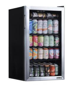 NewAir Beverage Refrigerator Cooler - 126 Cans Free Standing with Right Hinge Glass Door, Mini Fridge Beverage Organizer Perfect For Beer, Wine, Soda, And Cooler Drinks