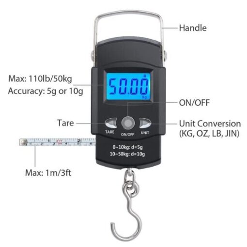 HTLPAVBWF Utility Luggage Scale Electronic Balance Scales with Ruler Precision Hand Scales Mini Pocket Digital Travel Suitcase Luggage Fish Scale Weighing Weighing - Image 7
