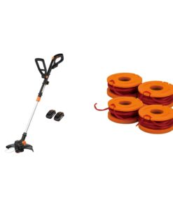 Worx String Trimmer/Edger/Lawn Mower 3-in-1 Grass Trimmer GT Revolution 20V 12" (2 Batteries & Charger Included) WG170 and WORX WA0047 4-Pack String Trimmer Replacement Line, Orange