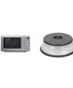 Breville BMO650SIL the Compact Wave Soft Close Countertop Microwave Oven, Silver & Tovolo - 81-31531 Vented Collapsible Microwave Splatter Proof Food Plate Cover, 10.5" Round, 10.5 inch, Charcoal