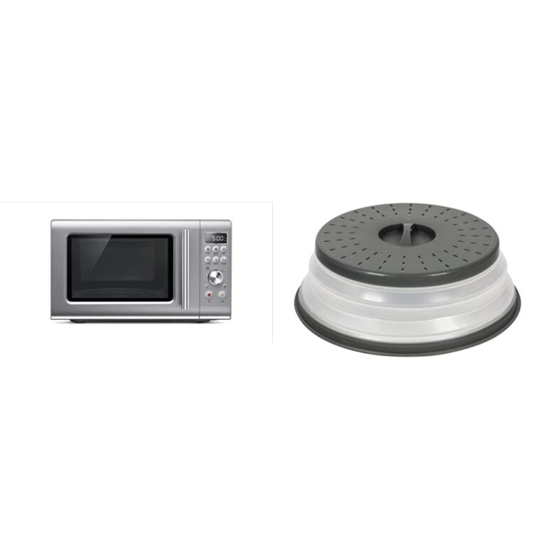 Breville BMO650SIL the Compact Wave Soft Close Countertop Microwave Oven, Silver & Tovolo - 81-31531 Vented Collapsible Microwave Splatter Proof Food Plate Cover, 10.5" Round, 10.5 inch, Charcoal