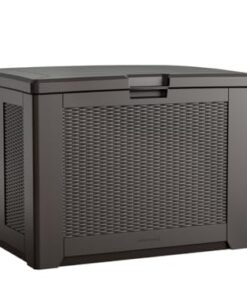 Rubbermaid Medium Resin Outdoor Storage Deck Box (74 Gal), Weather Resistant, Brown, Deck Organization for Home/Backyard/Pool Chemicals/Toys/Garden Tools/Porch/Patio Cushions