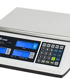 CAS S-2000 Jr Bench Electronic Price Computing Scale with Dual LCD Display, Stainless Steel Platform, NTEP Approved for Accurate Weighing - Ideal for Retail Stores, Farmers Market, & Bakeries