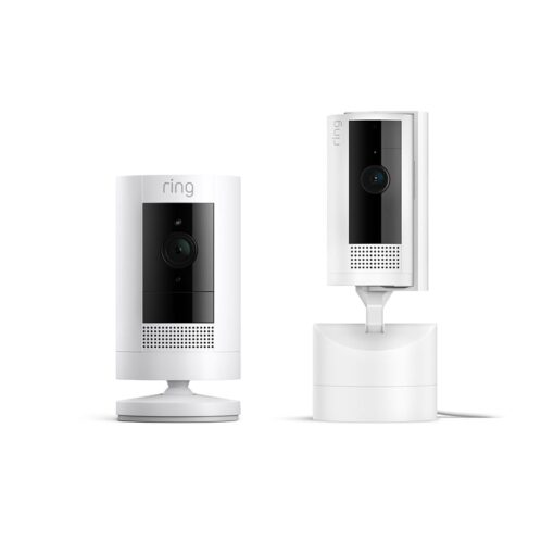 Ring Pan-Tilt Indoor Cam, White with Ring Stick Up Cam Battery, White