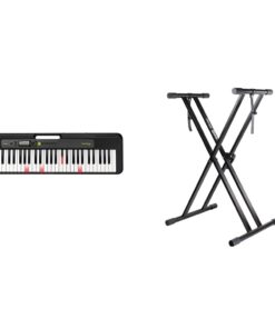 Casio, 61-Key Portable Keyboard with USB (LK-S250) & RockJam Xfinity Heavy-Duty, Double-X, Pre-Assembled, Infinitely Adjustable Piano Keyboard Stand with Locking Straps