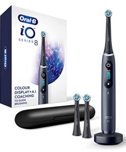 Oral-B iO Series 8 Electric Toothbrush with 2 Replacement Brush Heads and Travel Case, Rechargeable Toothbrush, Black Onyx