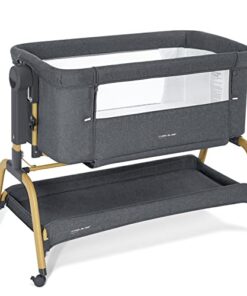 ANGELBLISS 3 in 1 Baby Bassinet, Rocking Bassinets Bedside Sleeper with Comfy Mattress and Wheels, 6 Height Adjustable Easy Folding Portable Bedside Crib for Newborn Infant