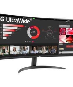 LG 34 Inches 21:9 Curved Ultra Wide Monitor, WQHD(3440 x 1440 Pixels), sRGB 99%(Typ), HDR 10, Dual Controller, PBP, Flicker Safe, Smart Energy Saving, HDMI, DP, Head Phone Out,Tilt, Black, 34WR50QC
