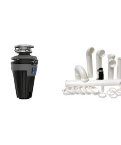 Moen Chef Series 1 HP Continuous Feed Lighted Garbage Disposal with Sound Reduction for Under Sink, Power Cord Included, EXL100C & PF WaterWorks PF0989Garbage Disposal Installation KitWhite