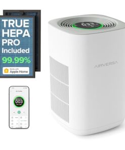Airversa 𝗧𝗿𝘂𝗲 𝗛𝗘𝗣𝗔 𝗣𝗿𝗼 Air Purifier for Home Bedroom Large Room 1050 Sq Ft Air Filters Up to 99.99% PM2.5 Display Smart Air Cleaner Works with HomeKit for Baby Pet Desktop Office, AP2-2025