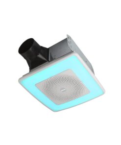 Broan-NuTone SPK110RGBL ChromaComfort Bathroom Exhaust Fan, 110CFM/1.5 Sones, with Sensonic Bluetooth Speaker and 24-color LED Light, Wall Switch included, White