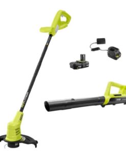RYOBI 18V ONE+ 10-inch Cordless Battery String Trimmer and Blower with 2.0 Ah Battery and Charger