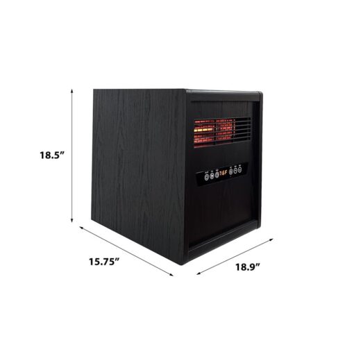Modern Ember Portable Rolling Infrared Space Heater with LED Touchscreen and Remote Control | 12h Timer | 1500w Quick Heating for Indoor Use | Black Oak Wood - Image 7