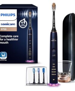 Philips Sonicare DiamondClean Smart 9750 Electric Toothbrush, Sonic Toothbrush with App, Pressure Sensor, Brush Head Detection, 5 Brushing Modes and 3 Intensity Levels, Lunar Blue, Model HX9954/74
