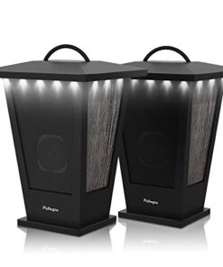 Pohopa EF B210G 2 Packs True Wireless Stereo Sound 20W Speakers Dual Pairing Lantern Indoor/Outdoor Speakers with 20 Piece LED Lights, Rich Bass, Black