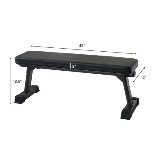 Finer Form Gym Quality Foldable Flat Bench for Multi-Purpose Weight Training and Ab Exercises - Free PDF Workout Chart Included - Image 2