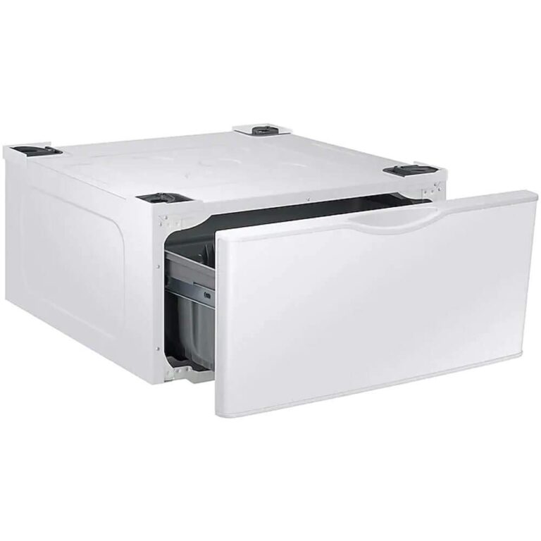 SAMSUNG 27-Inch Washer Dryer Pedestal Stand w/ Pull Out Laundry Storage Drawer, Stainless Steel, WE402NW/A3, White - Image 2