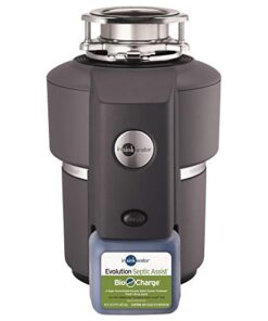 InSinkErator Garbage Disposal, Evolution Septic Assist, Quiet Series, 3/4 HP Continuous Feed, Gray + 1-Pack Bio-Charge Cartridge
