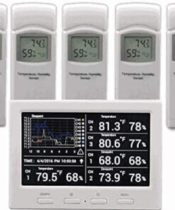Ambient Weather WS-3000-X5 Thermo-Hygrometer Wireless Monitor w/ 5 Remote Sensors - Logging, Graphing, Alarming, Radio Controlled Clock