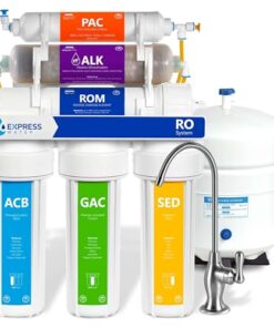 Express Water Reverse Osmosis Alkaline Water Filtration System – 10 Stage RO Water Filter with Faucet and Tank – Under Sink Water Filter with Alkaline Filter for Added Essential Minerals – 50 GPD