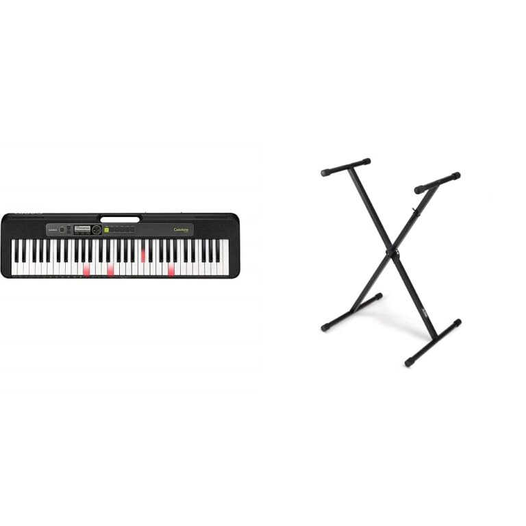 Casio 61-Key Portable Keyboard (LK-S250) and OnStage KS7190 Classic Single-X Keyboard Stand, Black