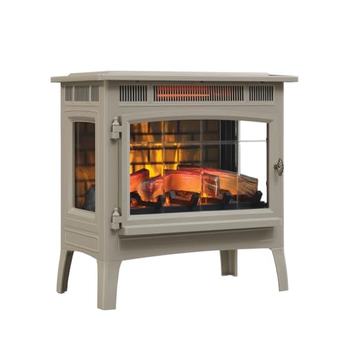 duraflame Freestanding Electric Fireplace Stove Heater with 3D Flame Effect for 1,000 Sq. Ft. Room, French Gray