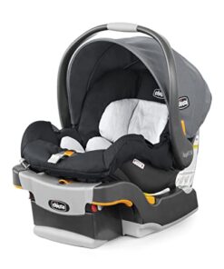 Chicco KeyFit® 30 ClearTex® Infant Car Seat and Base, Rear-Facing Seat for 4-30 lbs., Includes Head and Body Support, Compatible with Chicco Strollers, Baby Travel Gear | Pewter/Grey