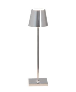 Zafferano, Poldina Micro Lamp with Glossy Chrome Finish, Rechargeable Cordless Table Lamp with Touch Controls, Usable as an Indoor Lamp, Dimmer, 2200-3000 K, Height 10.8 Inches