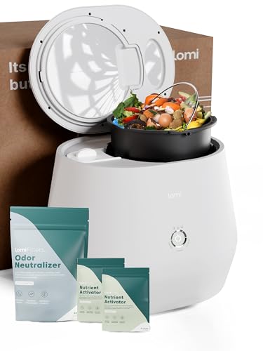 Lomi 1 Bundle – 3L, Electric Composter + 90 Cycles Pods + 45 Cycles Filters, World’s First Smart Waste Kitchen Bin That Turns Waste into Natural Fertilizer with a Single Button, Indoor Compost Bin