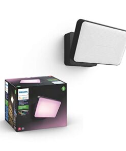 Philips Hue Discover Outdoor Smart Flood Light Fixture, Black - 15W, White and Color Ambiance LED Color-Changing Light - 1 Pack - Requires Hue Bridge - Control with Hue App and Voice - Weatherproof