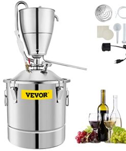 VEVOR Water Alcohol Distiller, 8 Gal/30 L, 304 Stainless Steel Still w/ 6-Lap Coil & Exhaust Port, Home Distillery Kit w/Thermometer Pump, Oxygen-Free Steaming for Purer Whiskey Brandy Essential Oil