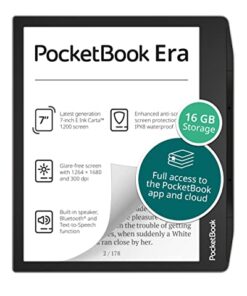 Pocketbook Era E-Reader, Stardust Silver, 16GB | 7ʺ Glare-Free & Eye-Friendly Touch-Screen with E -Ink Technology | Waterproof | Text-to-Speech, Audio- & E-Book Reader | SMARTlight & Built-in Speaker