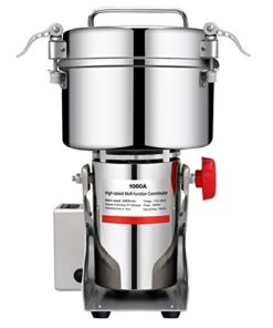 BI-DTOOL 1000g Electric Grain Mill Grinder 304 Stainless Steel Pulverizer Grinding Machine Commercial Corn Mill for Kitchen Herb Spice Coffee with LCD Digital Display