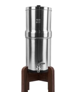 AquaEasy Stainless Steel Gravity Water Filter System (2.25 Gallon) with 2X Activated Carbon Filter, Stainless Steel Tap and Stand | Countertop Water Filtration System (Matte)