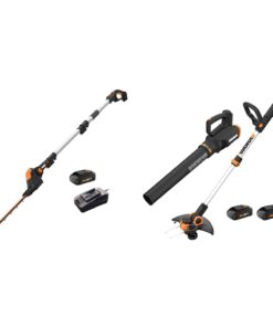 WORX 20V Power Share Cordless Hedge Trimmer & String Trimmer + Leaf Blower Bundle with Battery and Charger