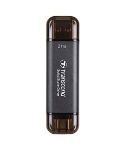 Transcend 2TB External SSD, USB 3.2 Gen 2, Up to 1,050MB/s, Portable SSD with 2-in-1 Type C & Type A, for Steam Deck, ROG Ally, MSI Claw, Windows, Mac, iPhone, iPad, Android, PS5, Xbox, Smart TV-Black