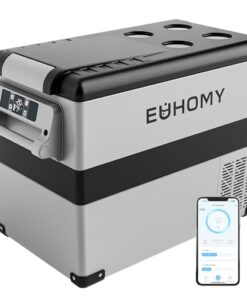 EUHOMY 12 Volt Refrigerator, 48QT(45L) Electric Cooler, 12V Fridge APP Control, 12V Cooler -4℉~68℉, Portable Freezer 12/24V DC 110-240V AC for Camping, Travel, Truck, Home