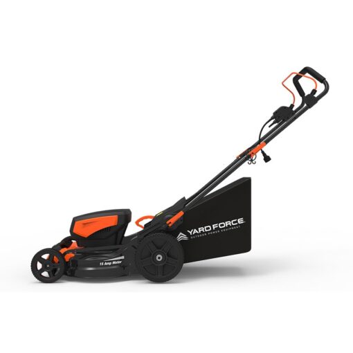 Yard Force 19-inch Electric Lawn Mower YF1518-3N1, 19-inch Metal Decking, 1-3 inch 7 Positions Central Cutting Height, 12" Rear Wheel, 14 Gal Grass Bag - Image 2