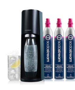 SodaStream Terra Sparkling Water Maker Bundle in Black - includes 3-Pack CO2 and Carbonating Bottle