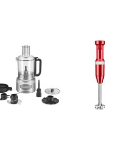 KitchenAid 9 Cup Food Processor - KFP0921 & Variable Speed Corded Hand Blender KHBV53, Empire Red