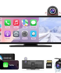 2025 Carpuride Wireless Carplay & Android Auto with Dash Cam - 10.26 Inch HD IPS Touch Car Play Screen for Car, 4K Front & 1080P Rear Camera, Loop Recording, Bluetooth Audio, Mirror Link, GPS, Siri